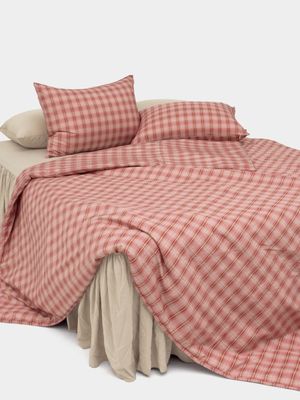 논더스트 빈티지 체크 알러지케어 이불커버 - 핑크 3size
