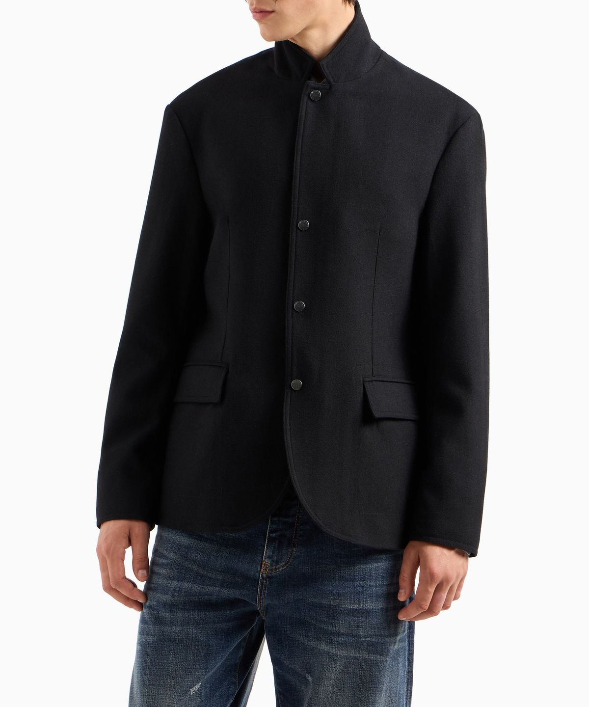 아르마니 익스체인지(ARMANI EXCHANGE) 남성 더블 클로저 울 블렌드 블레이저_블랙 A414310026