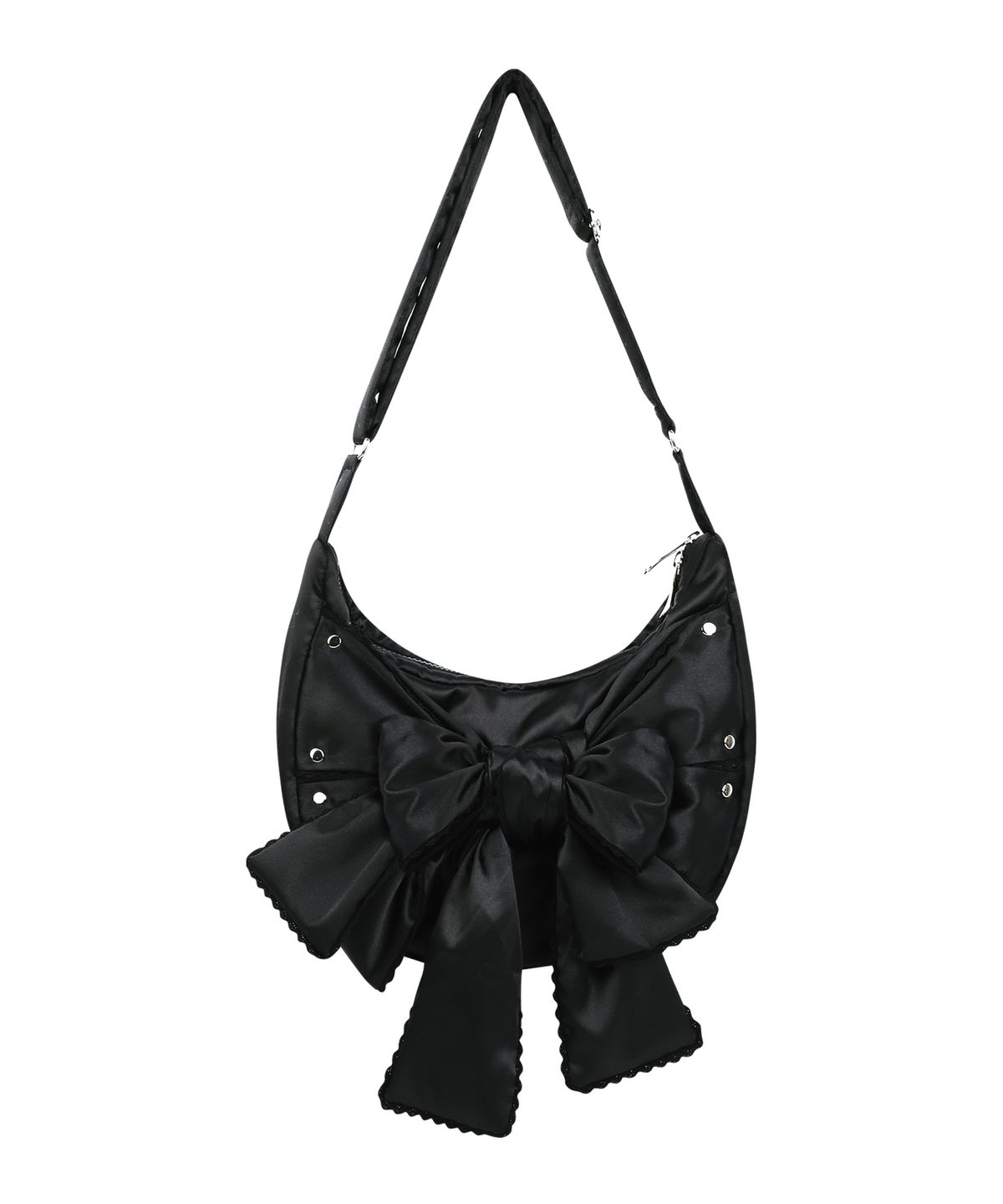 이우가마카라스(IUGAMAKARAS) Laced Ribbon Shoulder Bag (Black)