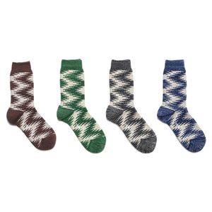 [다크 컬러 4팩]WORK23 나바호 패턴 자카드양말