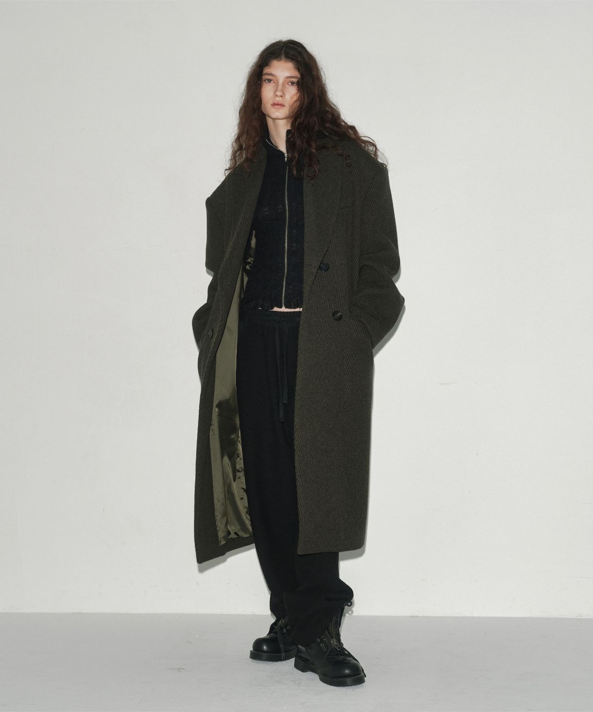 에스이오(s/e/o) OVERSIZED DOUBLE BREASTED COAT KHAKI