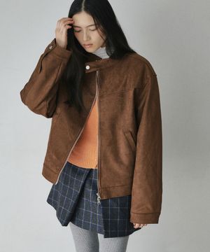 스웨이드 오버핏 누빔쟈켓 브라운