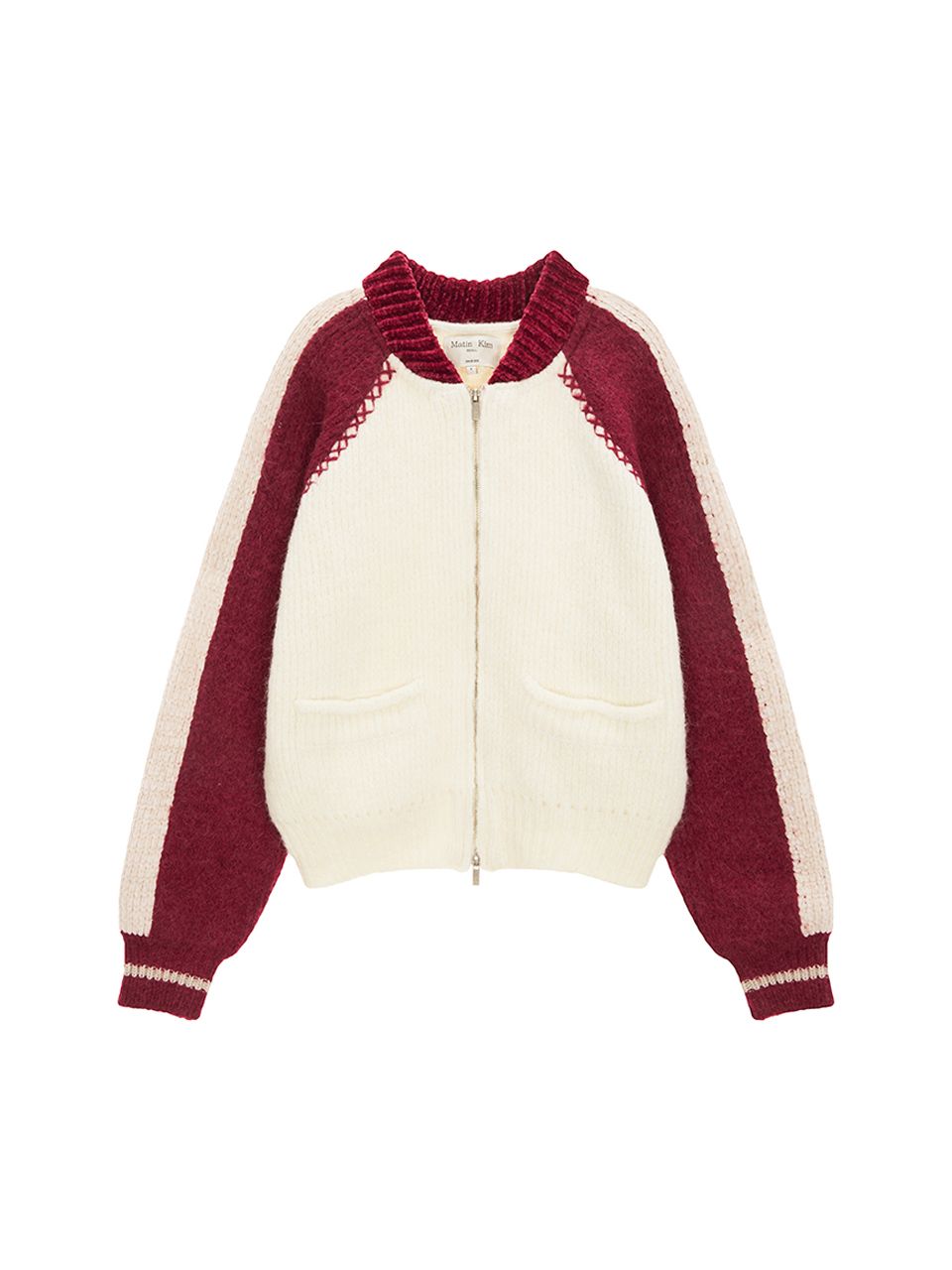 MUSINSA公式 | MATIN KIM RAGLAN BACK LOGO KNIT ZIP UP FOR MEN