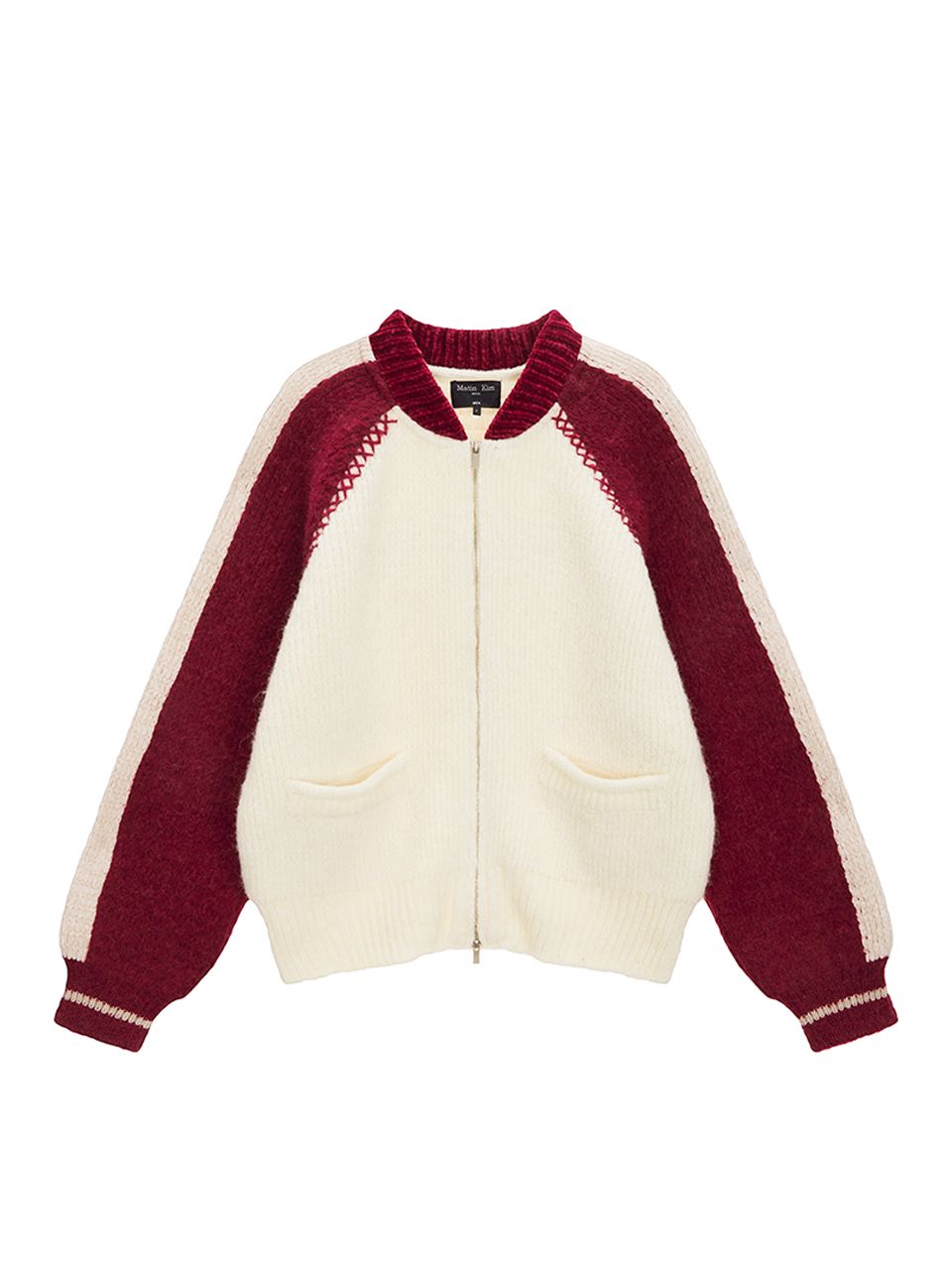 MUSINSA公式 | MATIN KIM RAGLAN BACK LOGO KNIT ZIP UP FOR