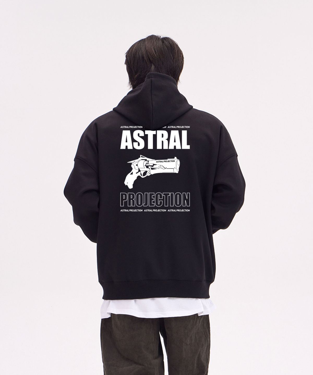 아스트랄 프로젝션(ASTRAL PROJECTION) 아스트랄 건 오버핏 와이드 숄더 후드 집업_블랙