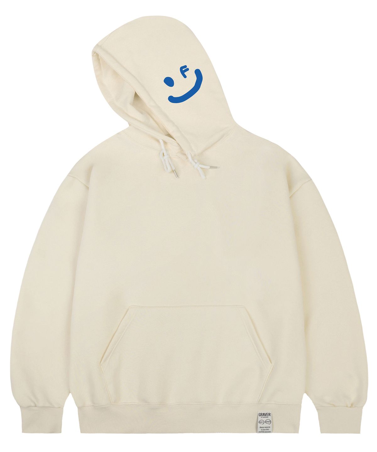 그레이버(GRAVER) [UNISEX]사이드 후드 드로잉스마일 후드티_크림