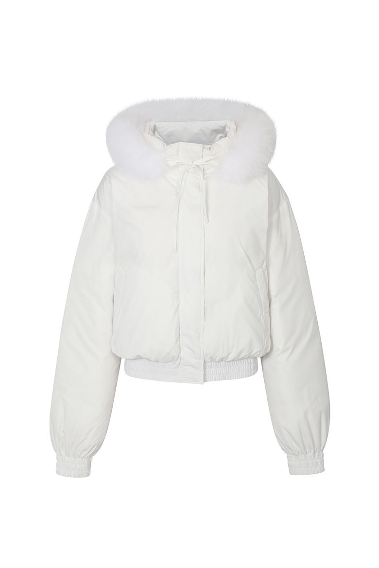 FOX FUR DOWN JACKET white
