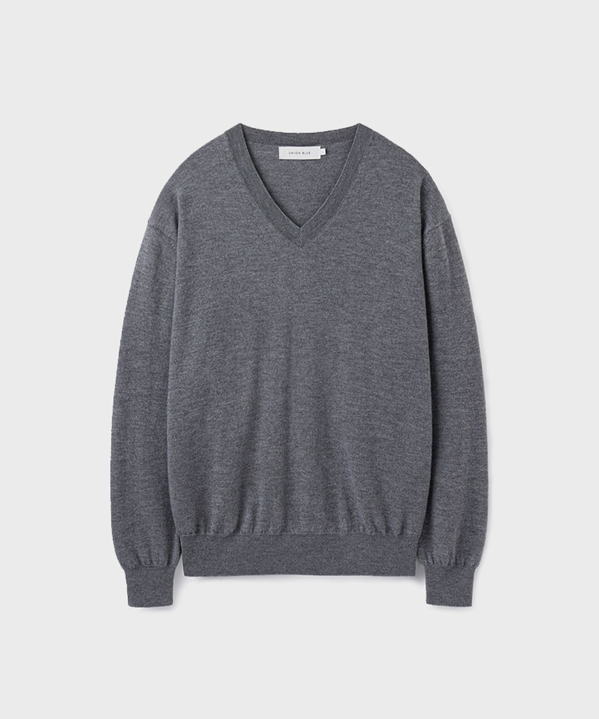 유니온블루(UNION BLUE) [DESK] GRAND CRU WOOL V-NECK KNIT [MELANGE GRAY]