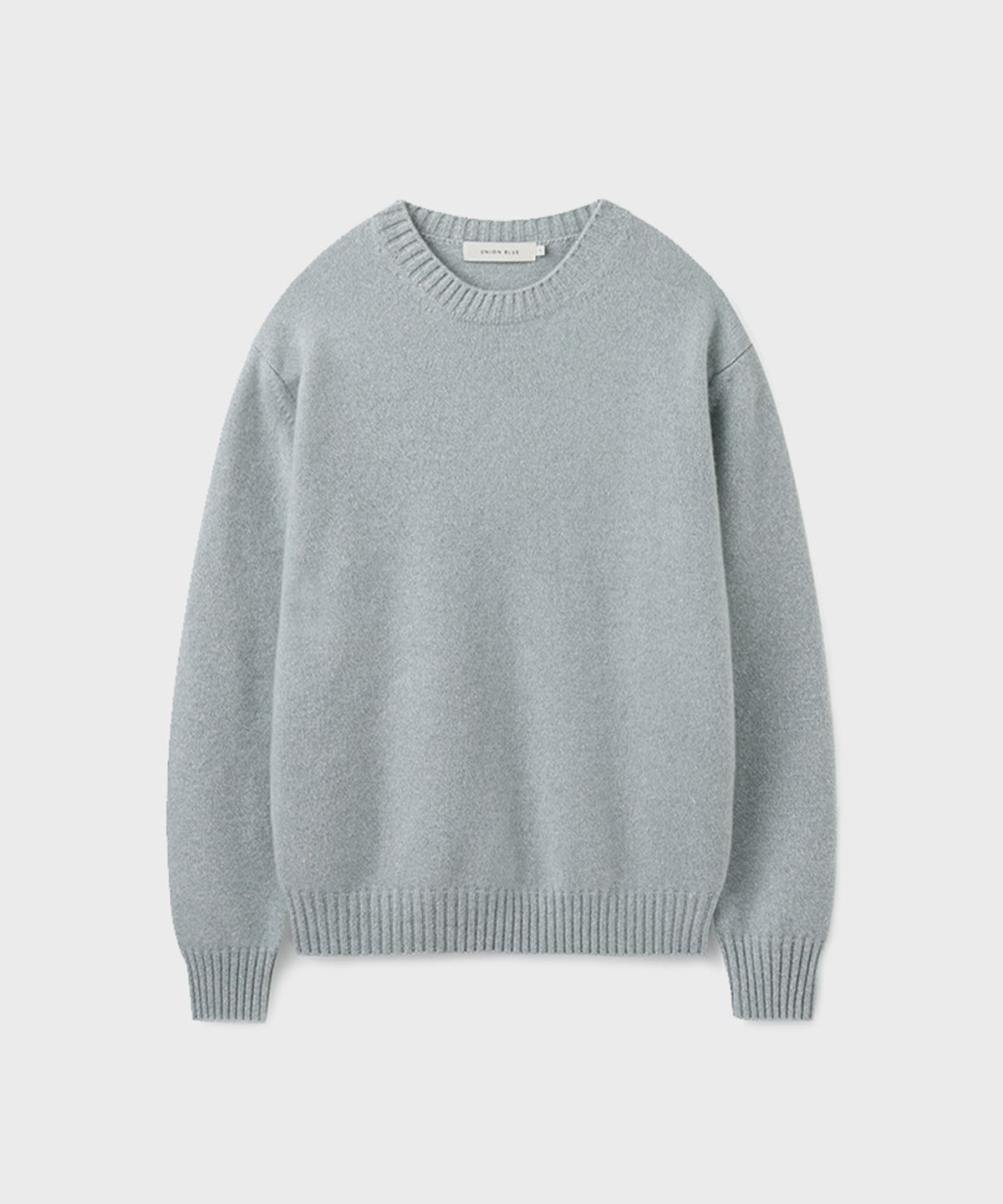 유니온블루(UNION BLUE) [V2] CASHMERE WOOL CREWNECK KNIT [MELANGE LIGHT BLUE]