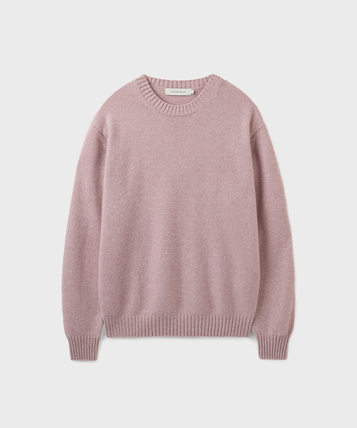 유니온블루(UNION BLUE) [V2] CASHMERE WOOL CREWNECK KNIT [MELANGE LIGHT PINK]