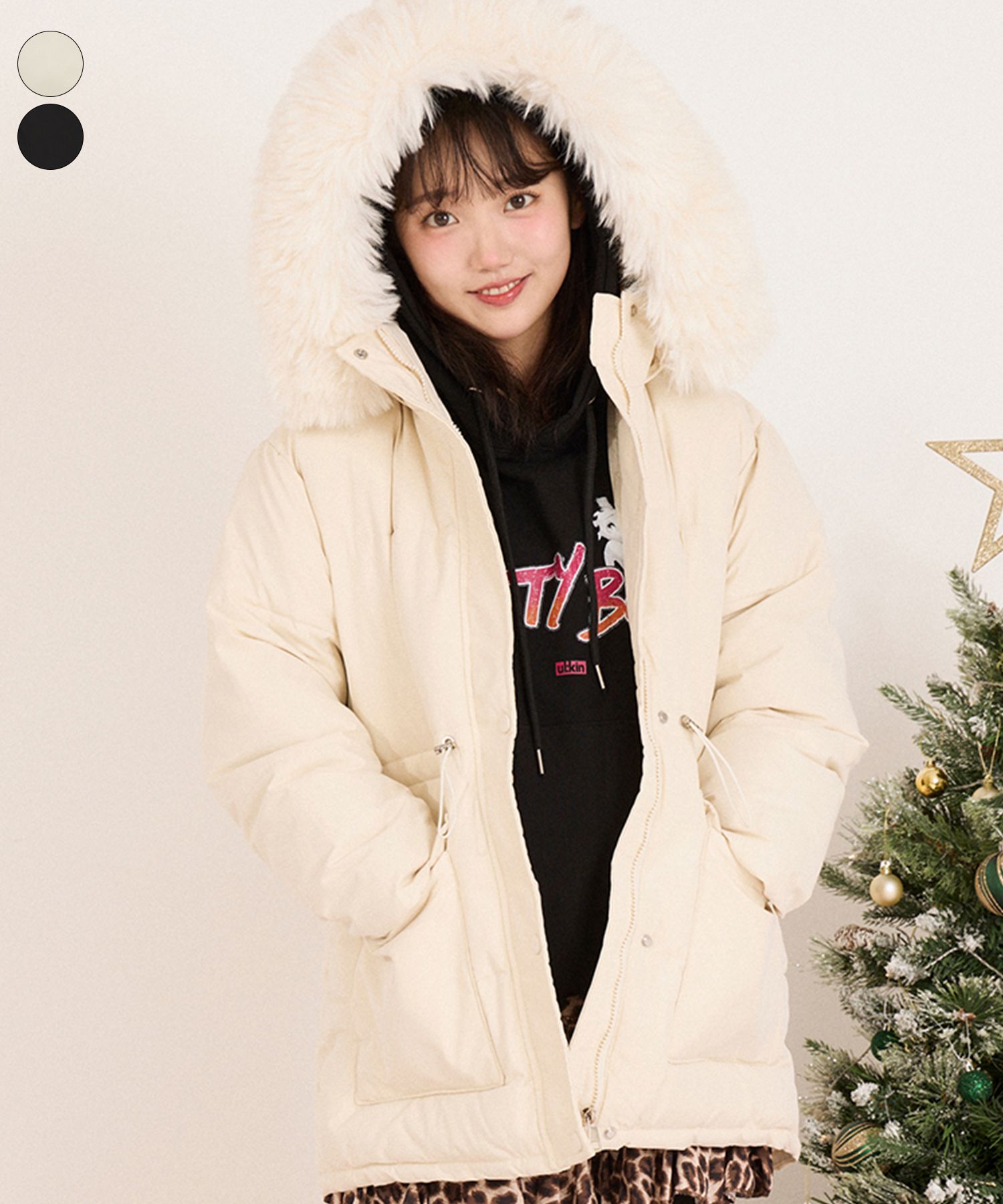MUSINSA公式 | ULKIN CANVAS Betty Boop Fur Hooded Half Hooded
