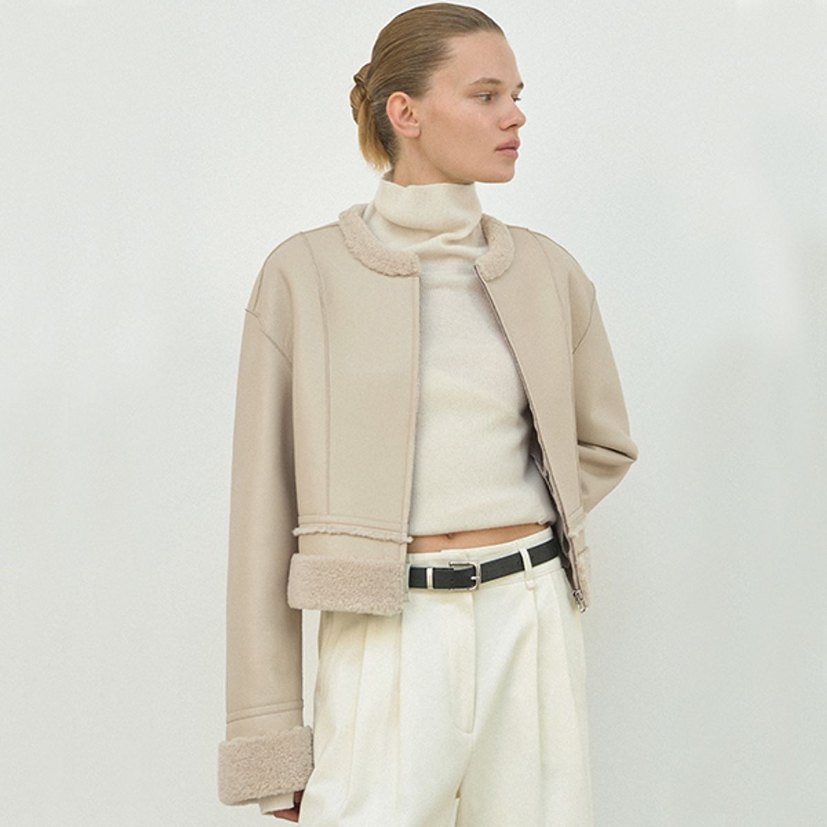 아틀리에 나인(ATELIER NAIN) FAUX LEATHER MUSTANG CROP JACKET(JK-2999)