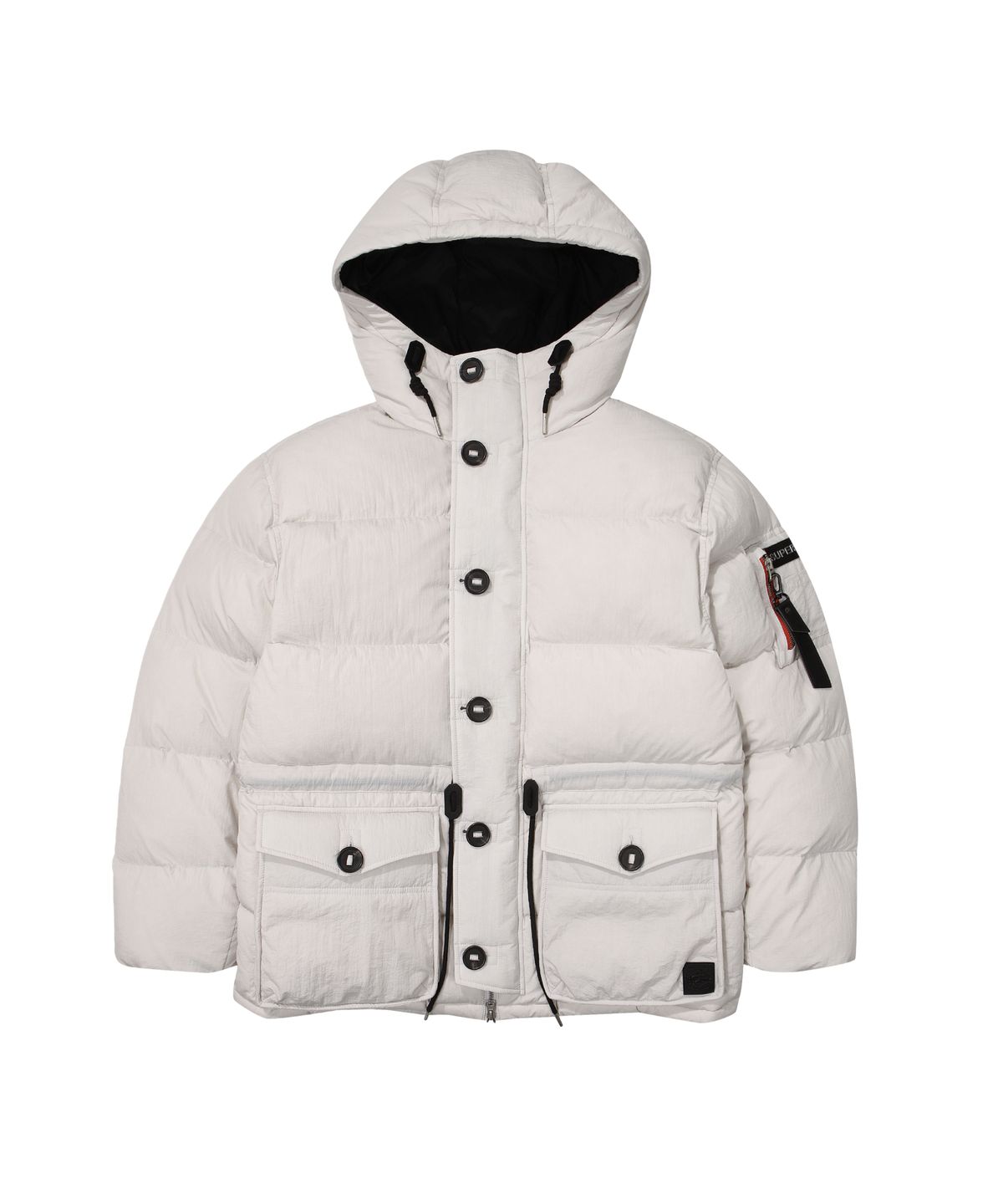 슈퍼드라이(SUPERDRY) 아웃포켓 헤비 덕다운 패딩 그레이
