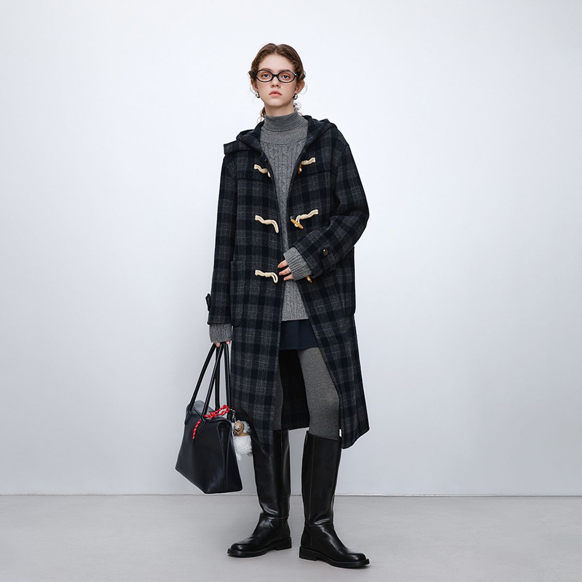웬스데이딜라잇(WEDNESDAY DELIGHT) WD_Plaid horn button woolen coat