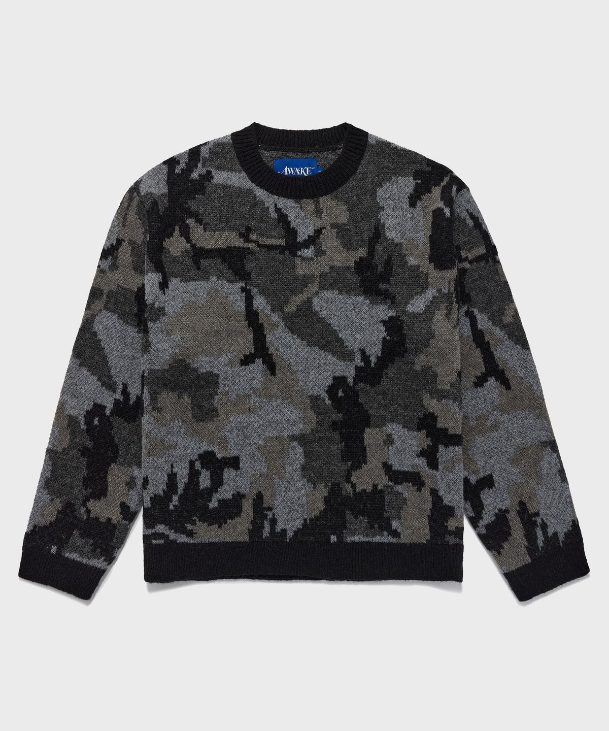 어웨이크 뉴욕(AWAKE NY) (U) 카모 크루넥 스웨터 CAMO CREWNECK SWEATER BLACK