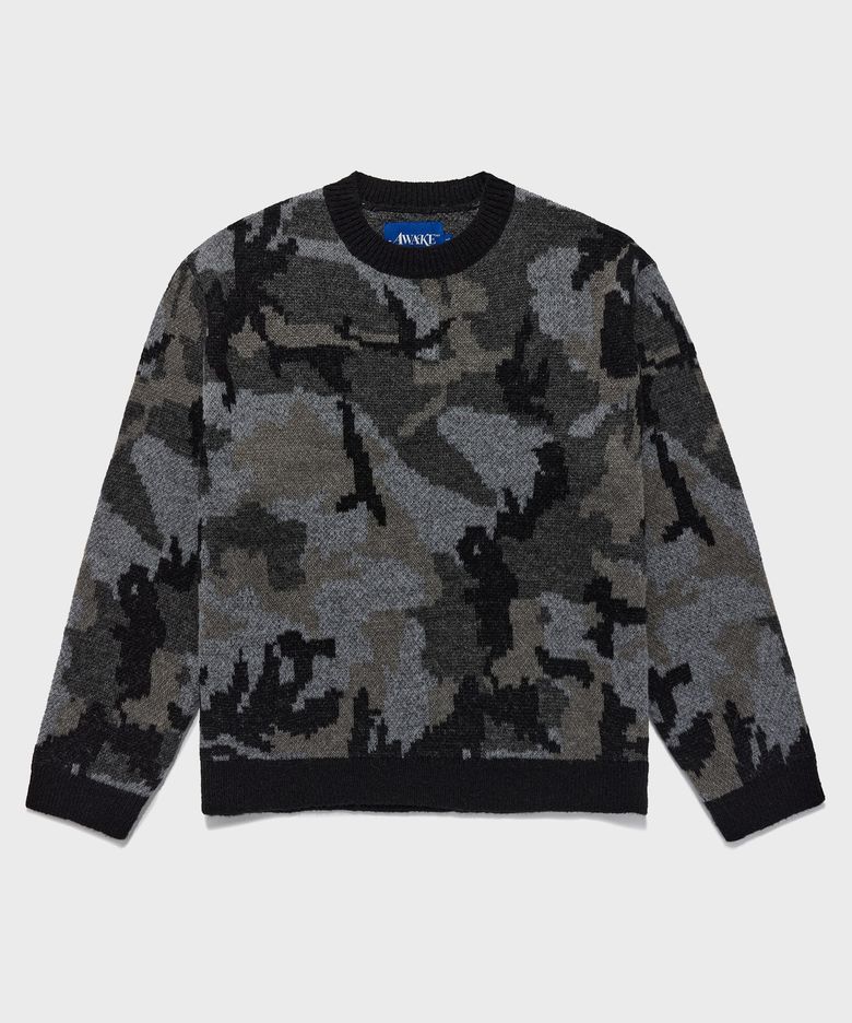 (U) 카모 크루넥 스웨터 CAMO CREWNECK SWEATER BLACK