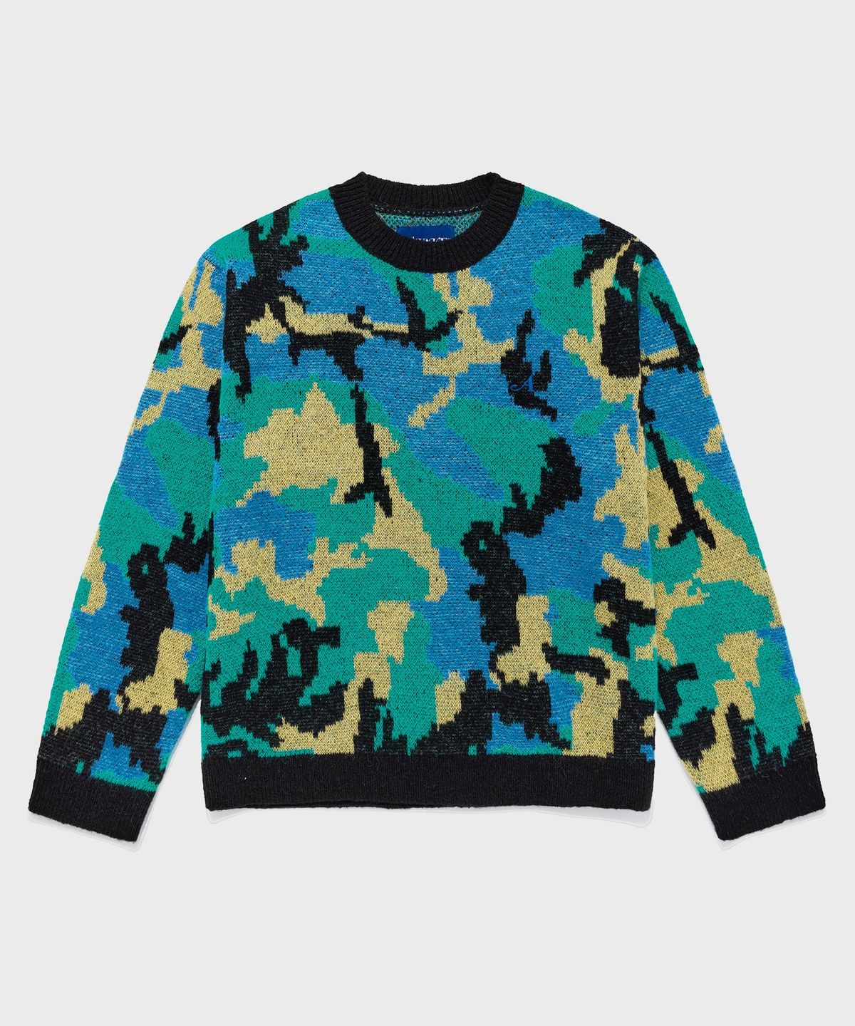 어웨이크 뉴욕(AWAKE NY) (U) 카모 크루넥 스웨터 블루 CAMO CREWNECK SWEATER BLUE