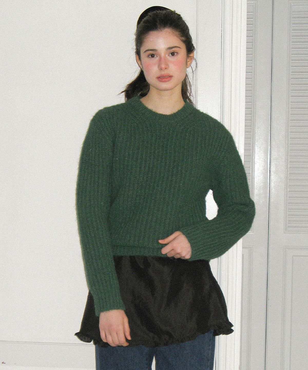 썸웨어버터(SOMEWHEREBUTTER) Mone Wool Knit - Deep Green