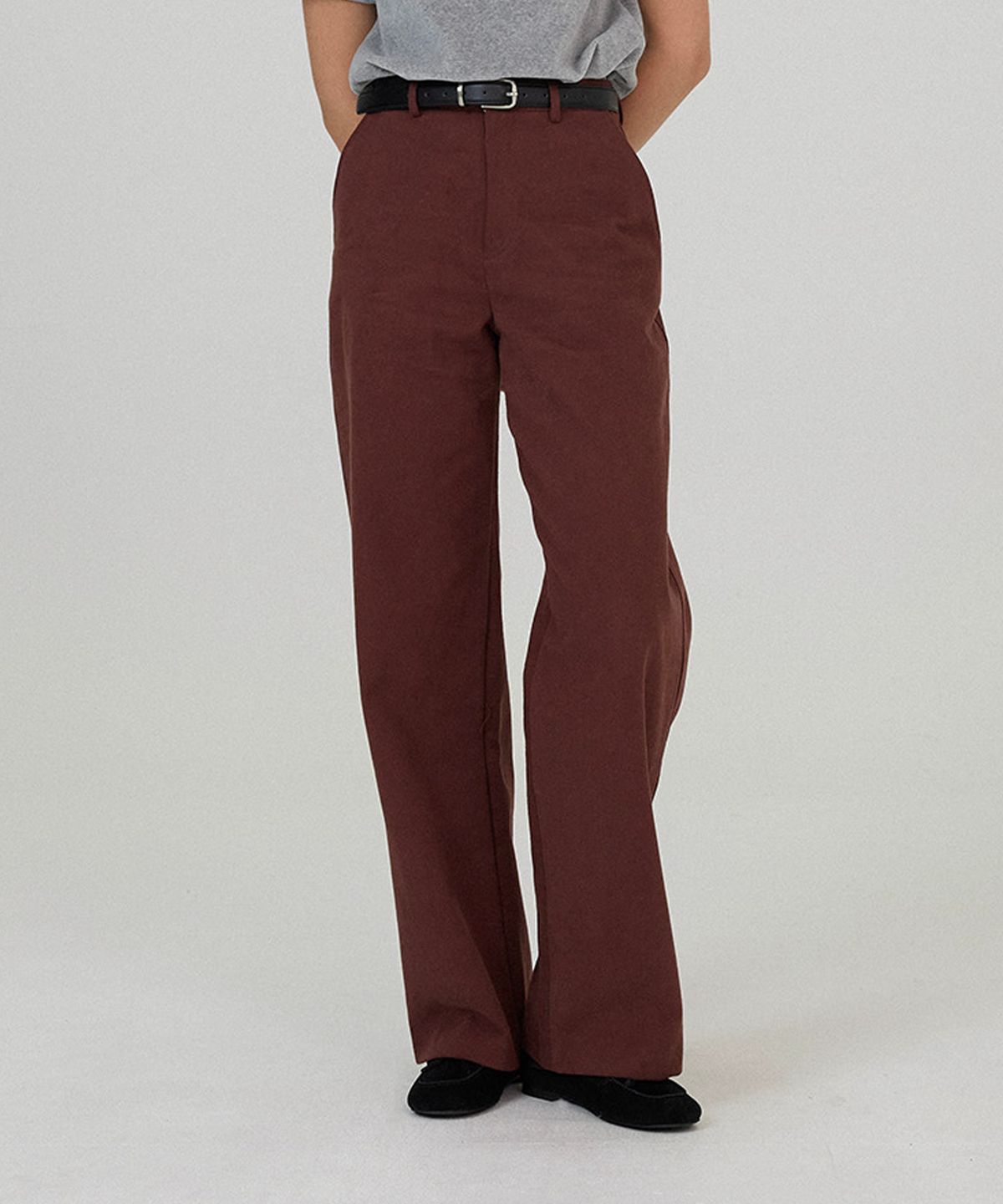 썸웨어버터(SOMEWHEREBUTTER) Purdy Peach Cotton Pants - Burgundy