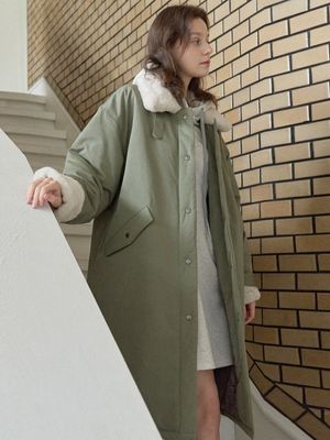 Safari Fur Long Padding Jumper - KHAKI