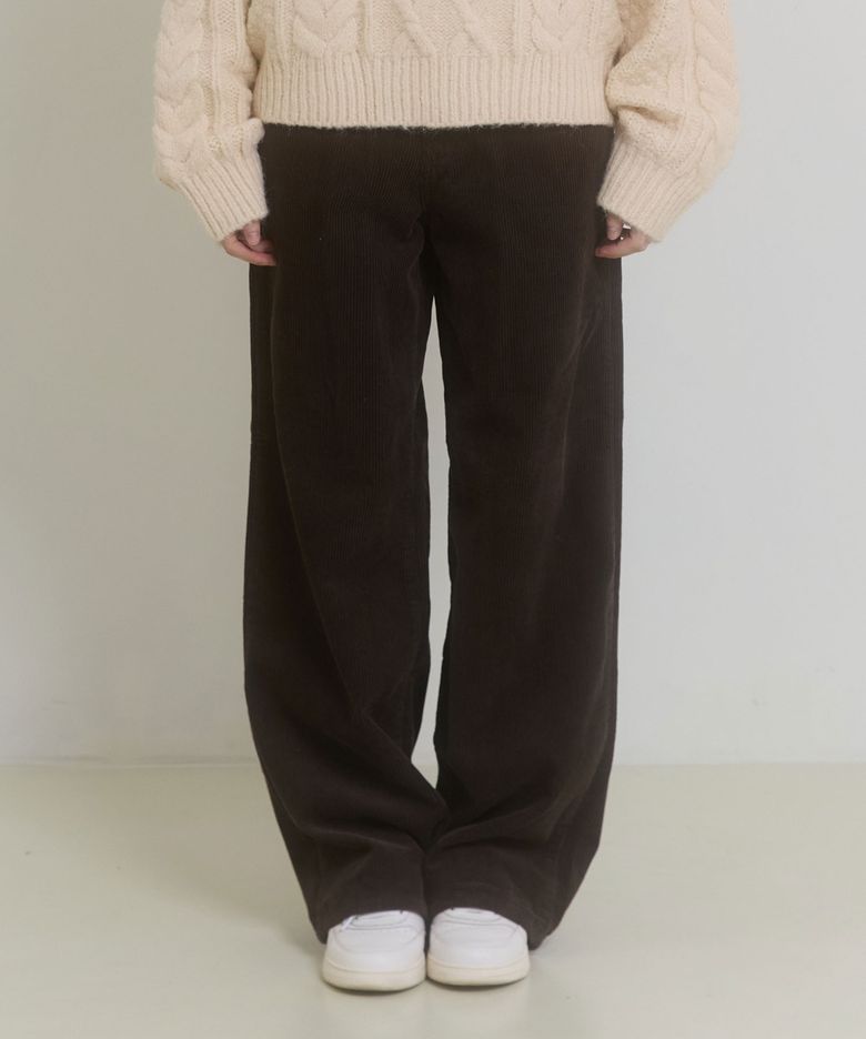 CORDUROY LONG WIDE PANTS_BROWN