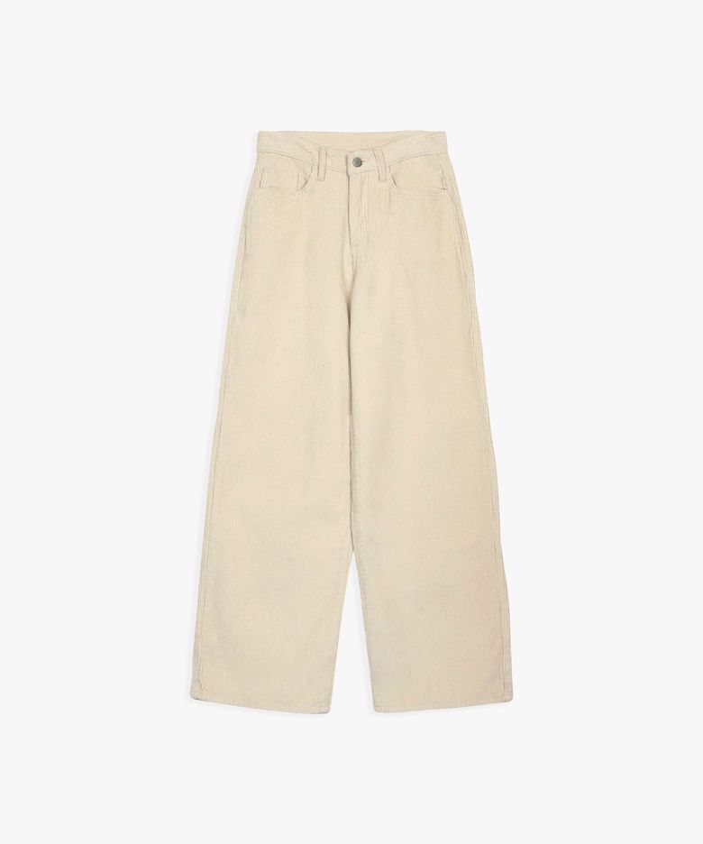 CORDUROY LONG WIDE PANTS_BEIGE