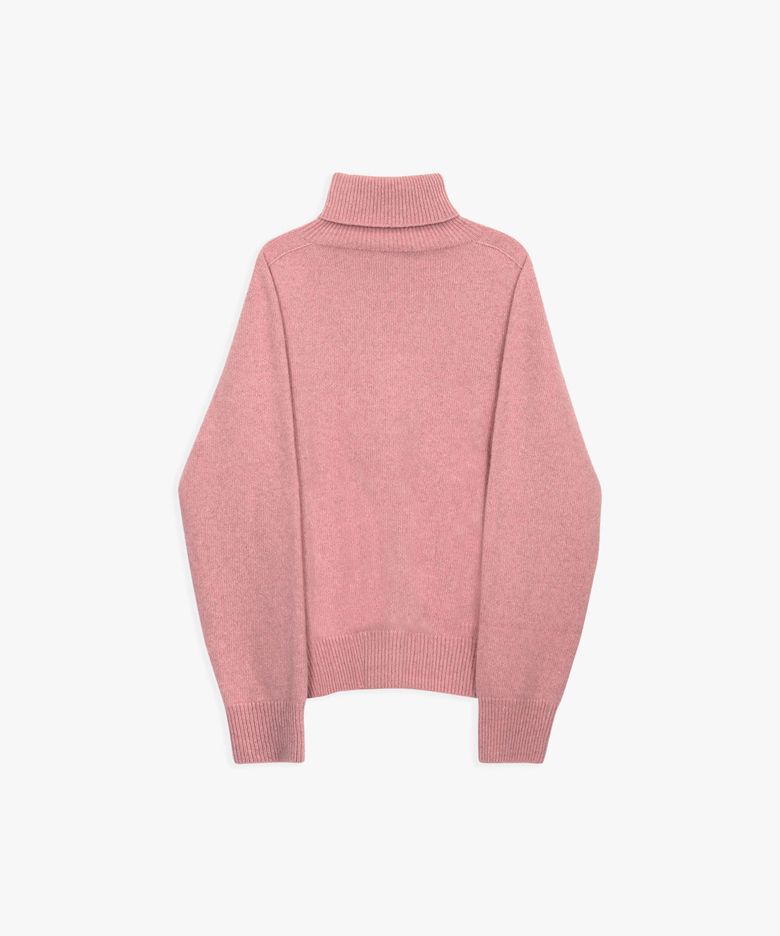 WHOLE GARMENT LOOSE FIT TURTLENECK KNIT_PINK