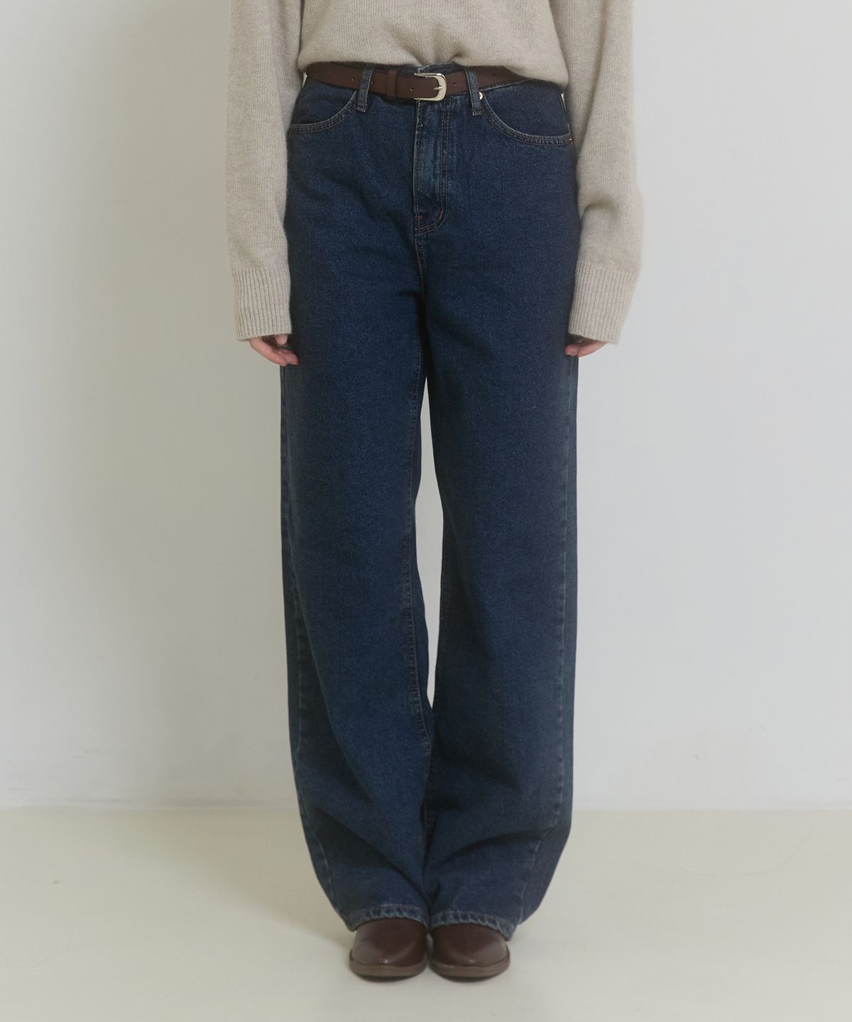 힐리오트(HEALIOTE) STRAIGHT FLEECE DENIM PANTS_MEDIUM INDIGO