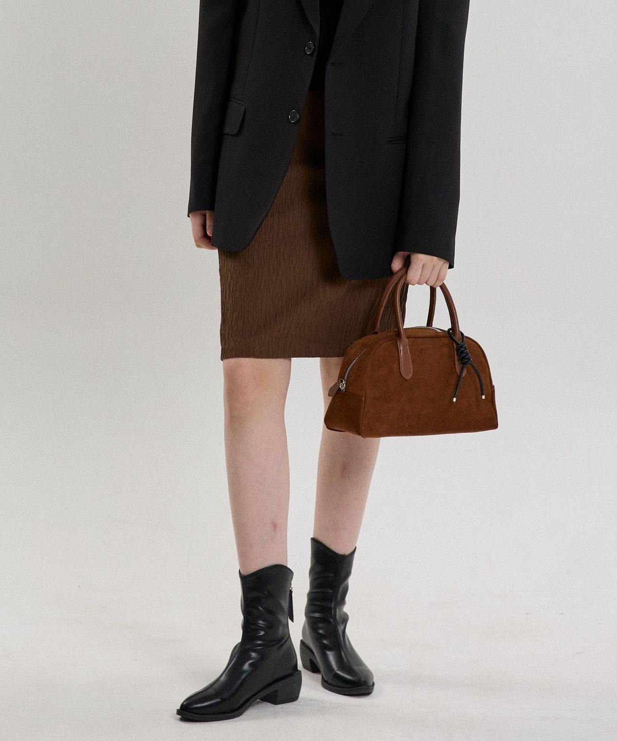 힐리오트(HEALIOTE) WRINKLE MIDI SKIRT_BROWN