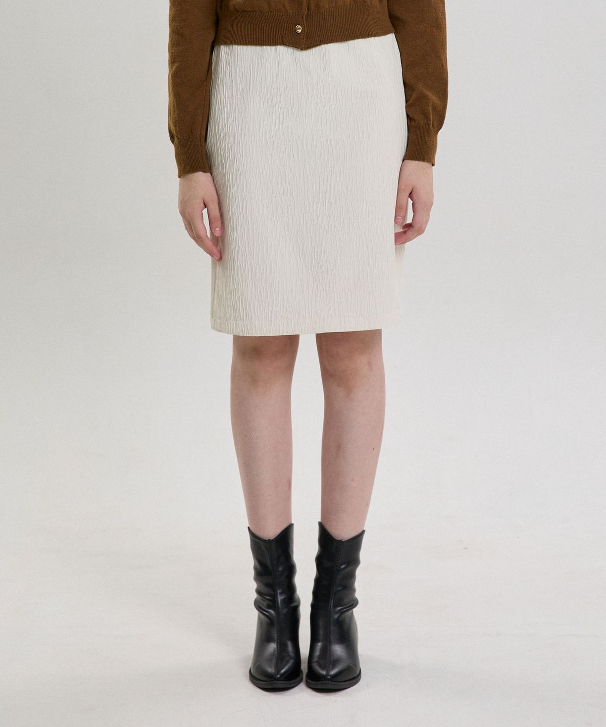 힐리오트(HEALIOTE) WRINKLE MIDI SKIRT_IVORY