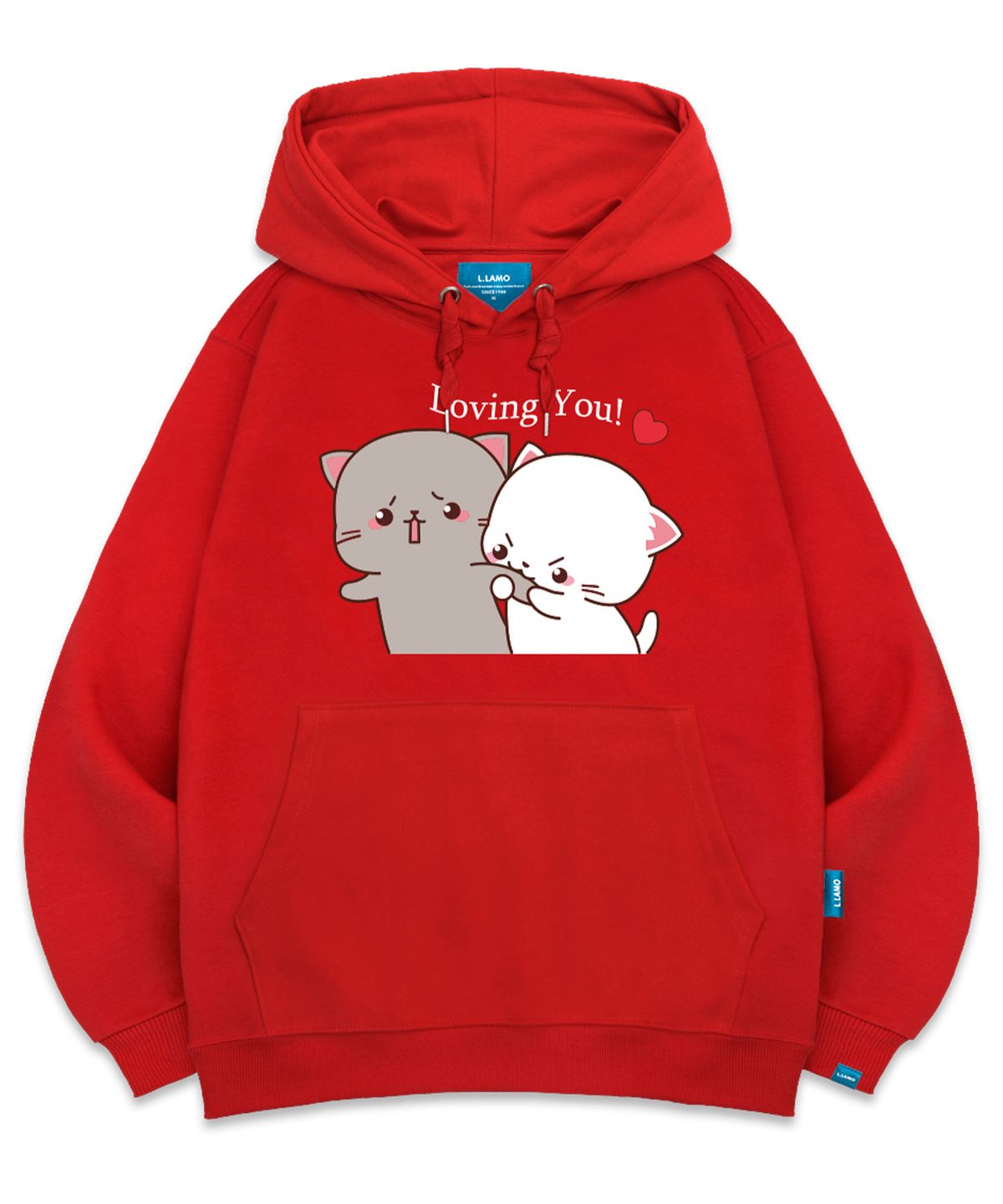 엘라모(LLAMO) 기모H 러빙유 후드티 남녀공용 빅사이즈 M~4XL