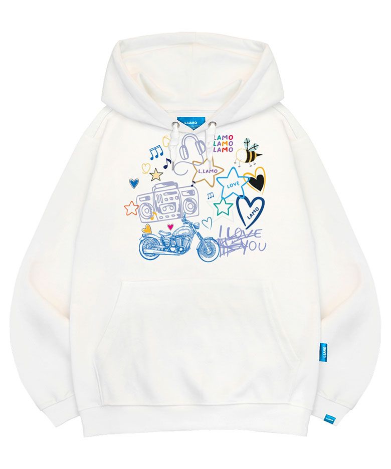 기모H 아이러브뮤직 후드티 남녀공용 빅사이즈 M~4XL
