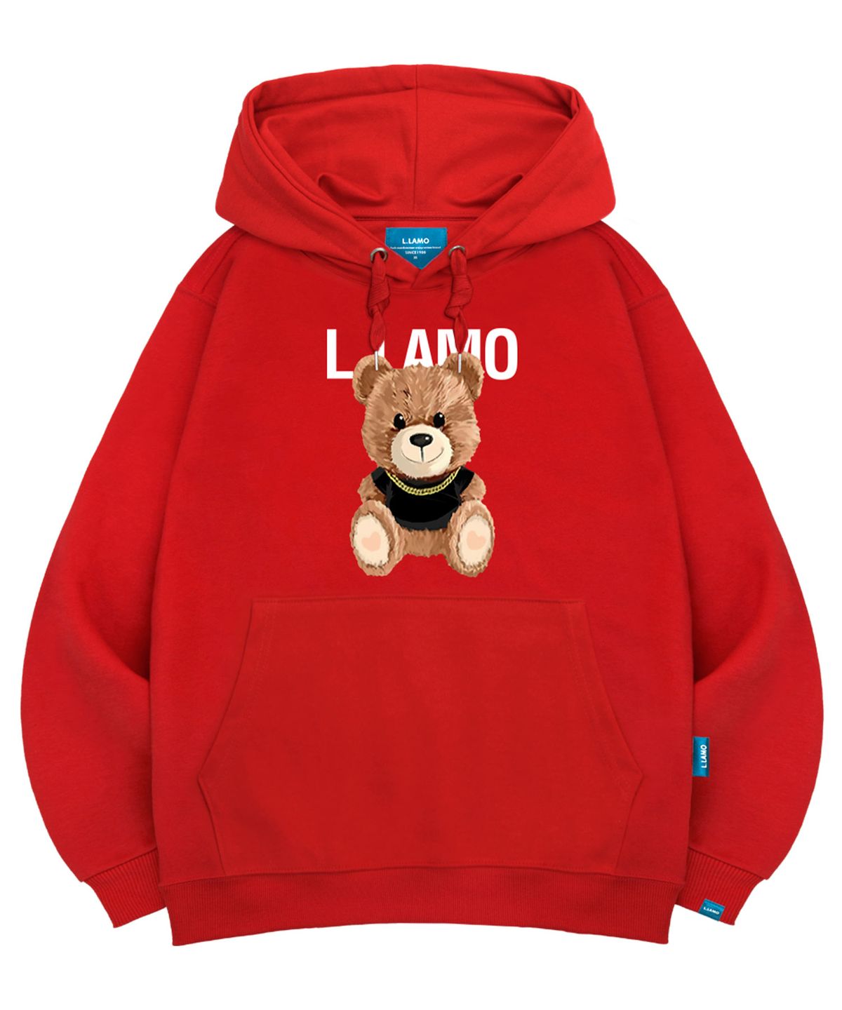 엘라모(LLAMO) 기모H 스마일곰돌 후드티 남녀공용 빅사이즈 M~4XL