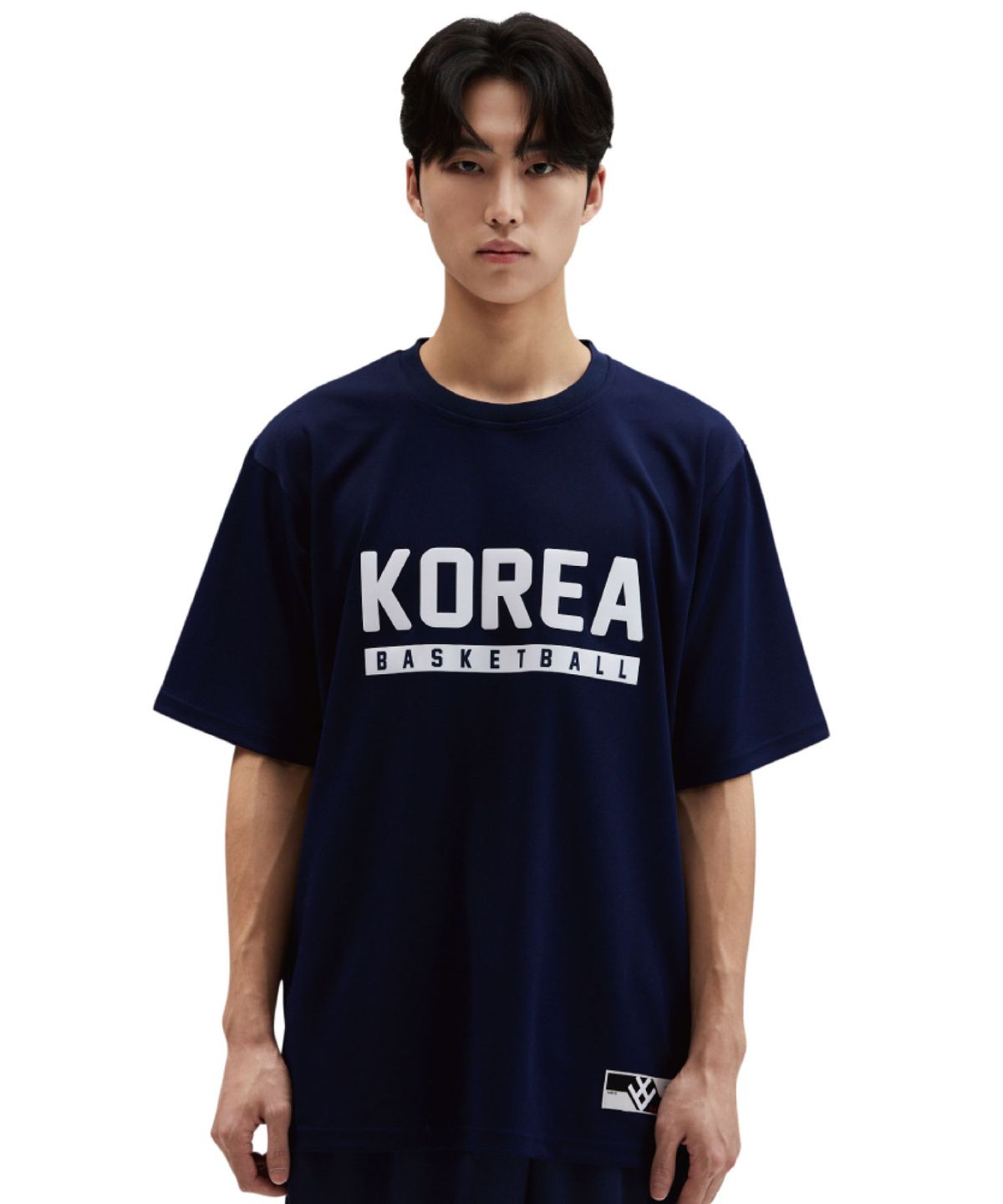 버저비터(BUZZERBEATER) 코리아 텍스트 티셔츠 네이비