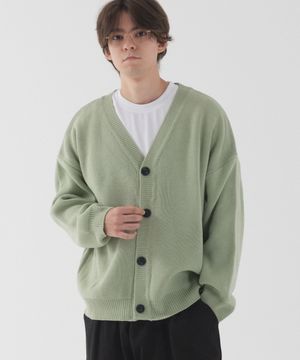 클래식 오버핏 브이넥 가디건 (연카키)
