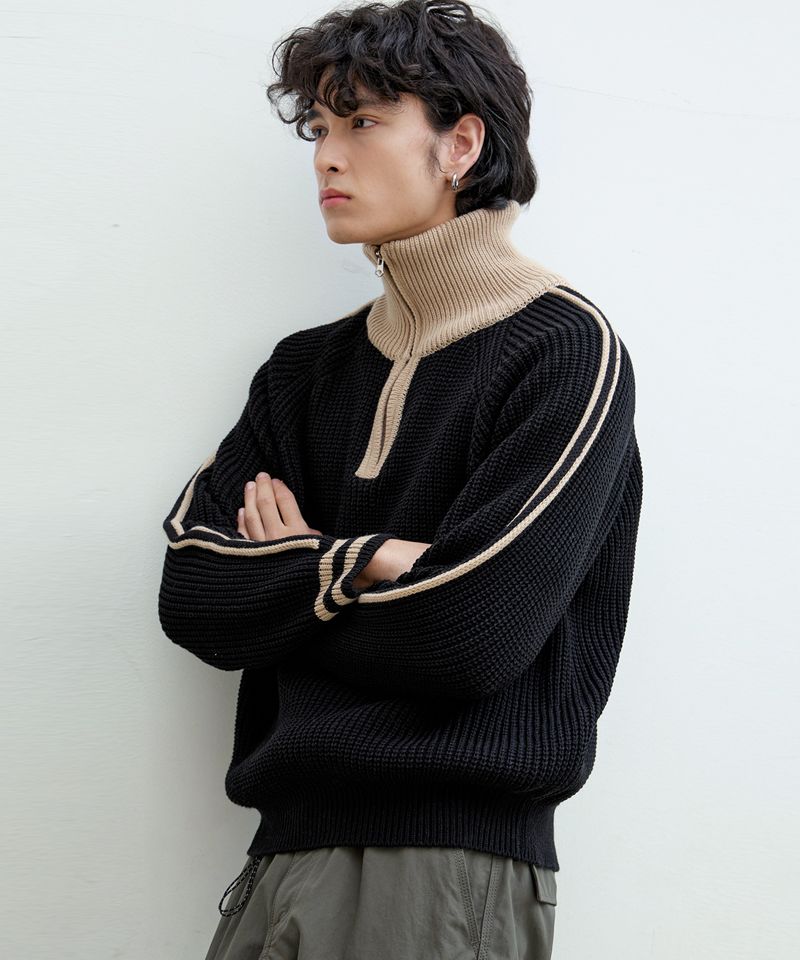 MUSINSA公式 | NODU ハイネックハーフジップトラックライン配色カラー