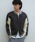 바시티 배색 투웨이 라운드 집업 니트 자켓 [차콜]