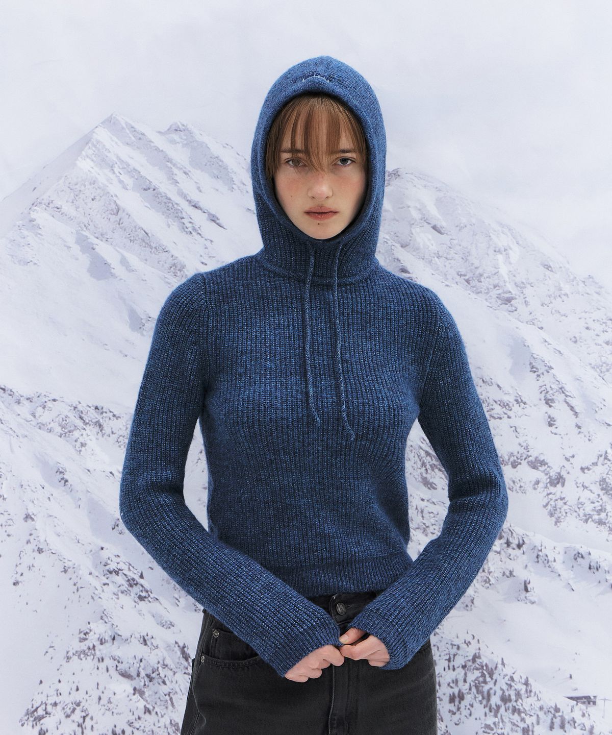 그로브(GROVE) FARBE HOODIE KNIT_BLUE
