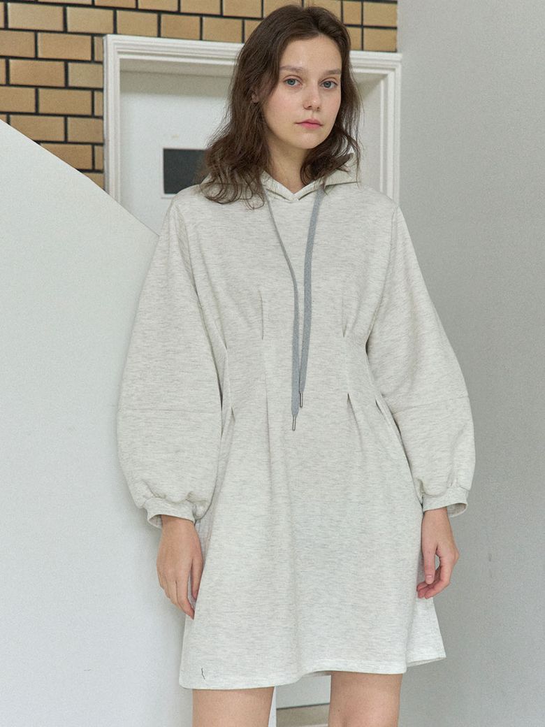 Hood Fit and Flare Mini Dress - OATMEAL(기모)