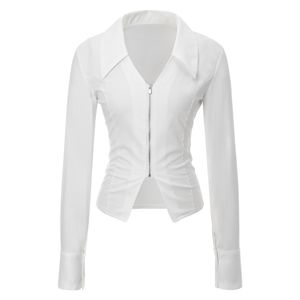 V Zip-up Shirts (white)