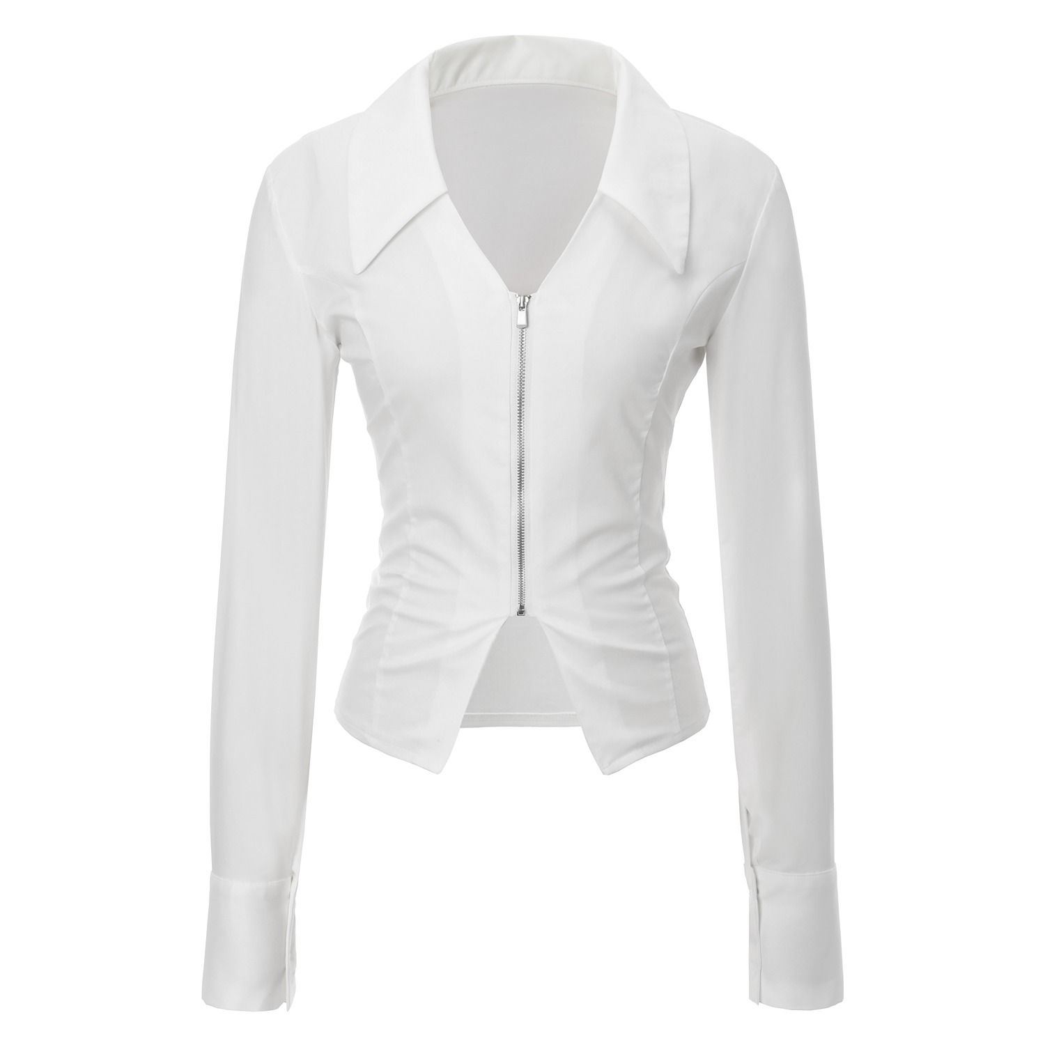 MUSINSA公式 | KHAKIPOINT V Zip-up Shirts (white)