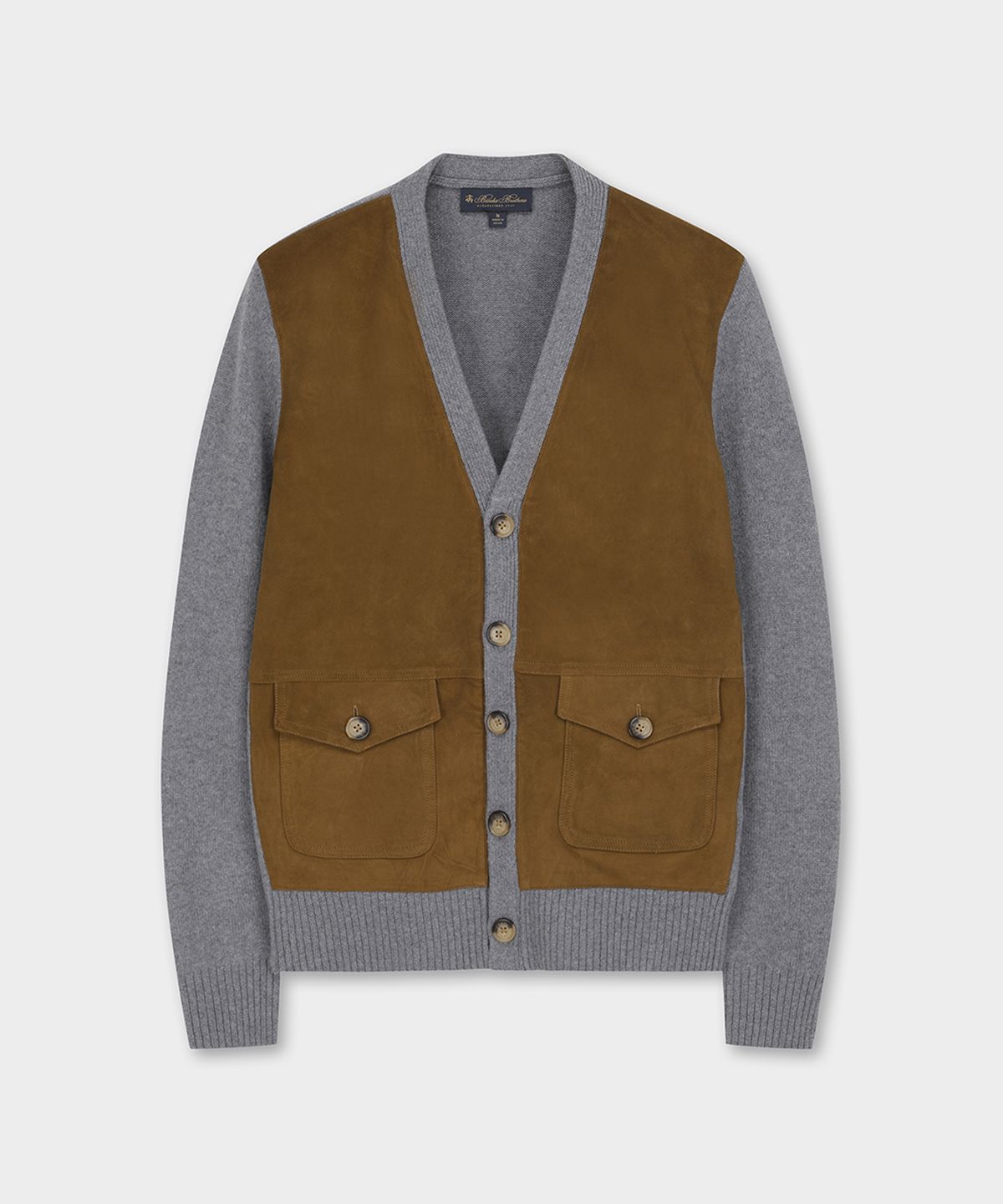 브룩스 브라더스(BROOKS BROTHERS) 럭스 스웨이드 프론트 가디건 (그레이) (BBWCMM3963WEW)