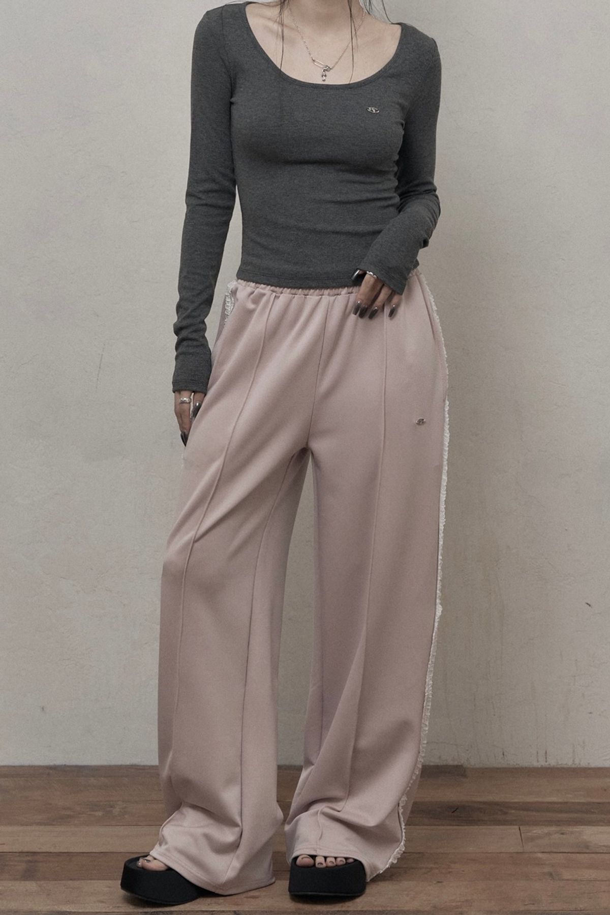 카키포인트(KHAKIPOINT) Lace Track Pants (pink)