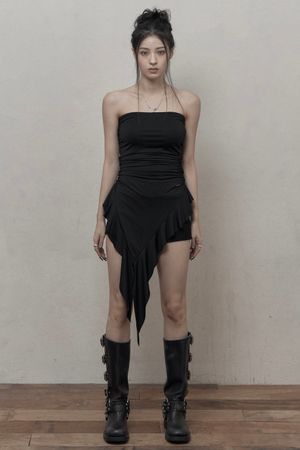 Ruffled Layered Top (black)