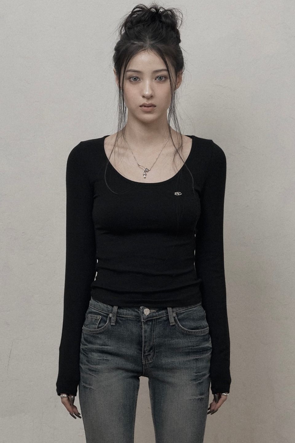 Tシャツ・カットソー KHAKIPOINT Basic Uneck Tshirt (black) ♥KHAKIPOINT♥ Basic Uneck Tshirt black (KHAKIPOINT/Tシャツ