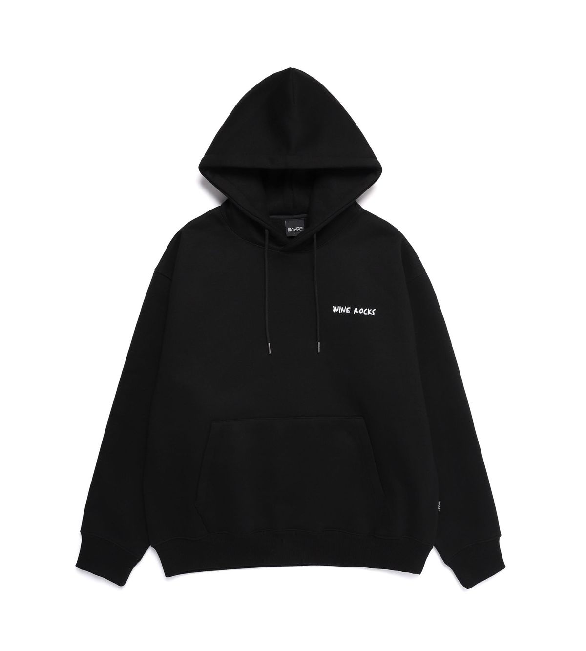 바쥬비쥬(BAJOO BIJOO) WINE ROCKS EMBROIDERY OVER-FIT HOODIE [BLACK]