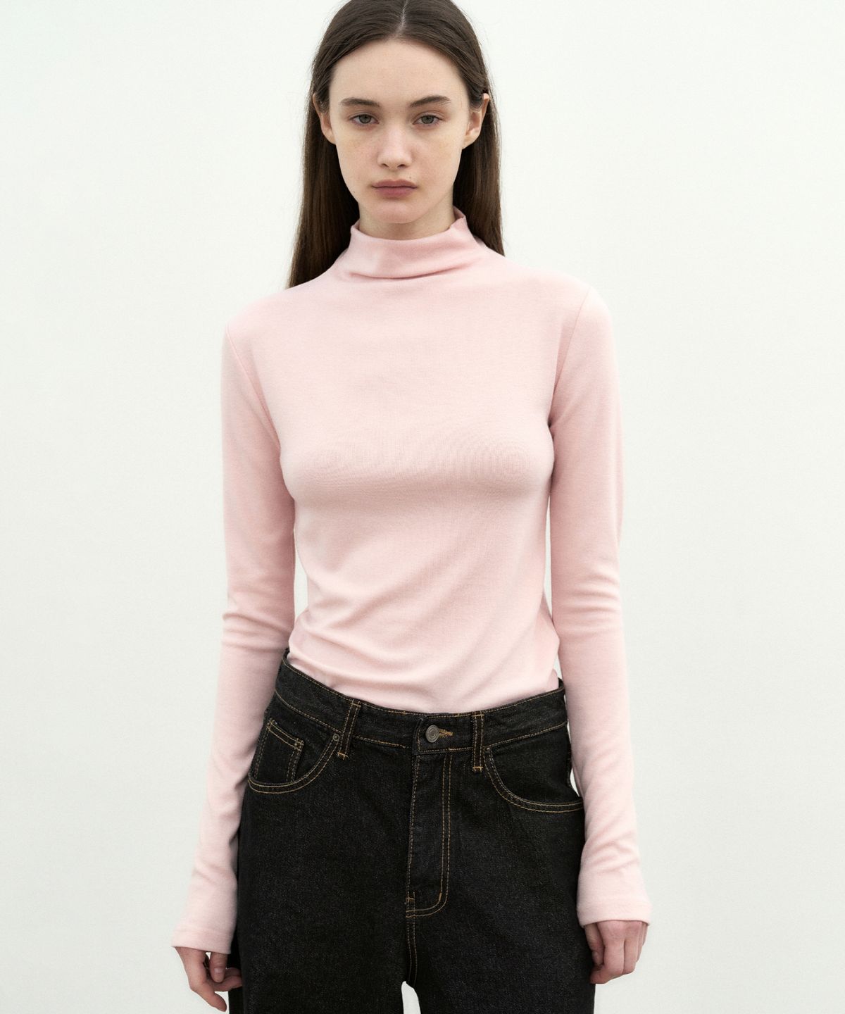 닉앤니콜(NICK&NICOLE) [ESSENTIAL] HIGH NECK SLIM TOP_PINK