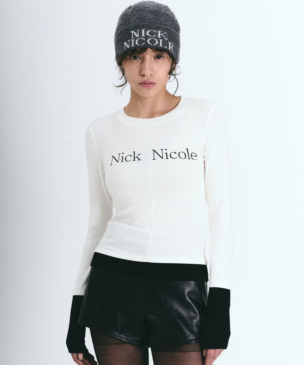 닉앤니콜(NICK&NICOLE) LAYERED PINTUCK LONG SLEEVE TOP_IVORY