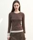 LAYERED PINTUCK LONG SLEEVE TOP_COCOA BROWN