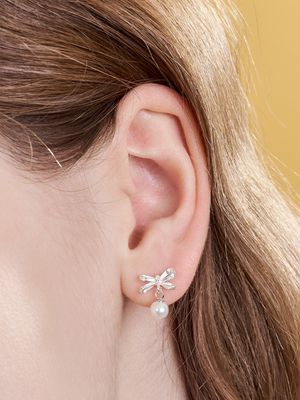 [silver925] rhythmical pearl drop earring